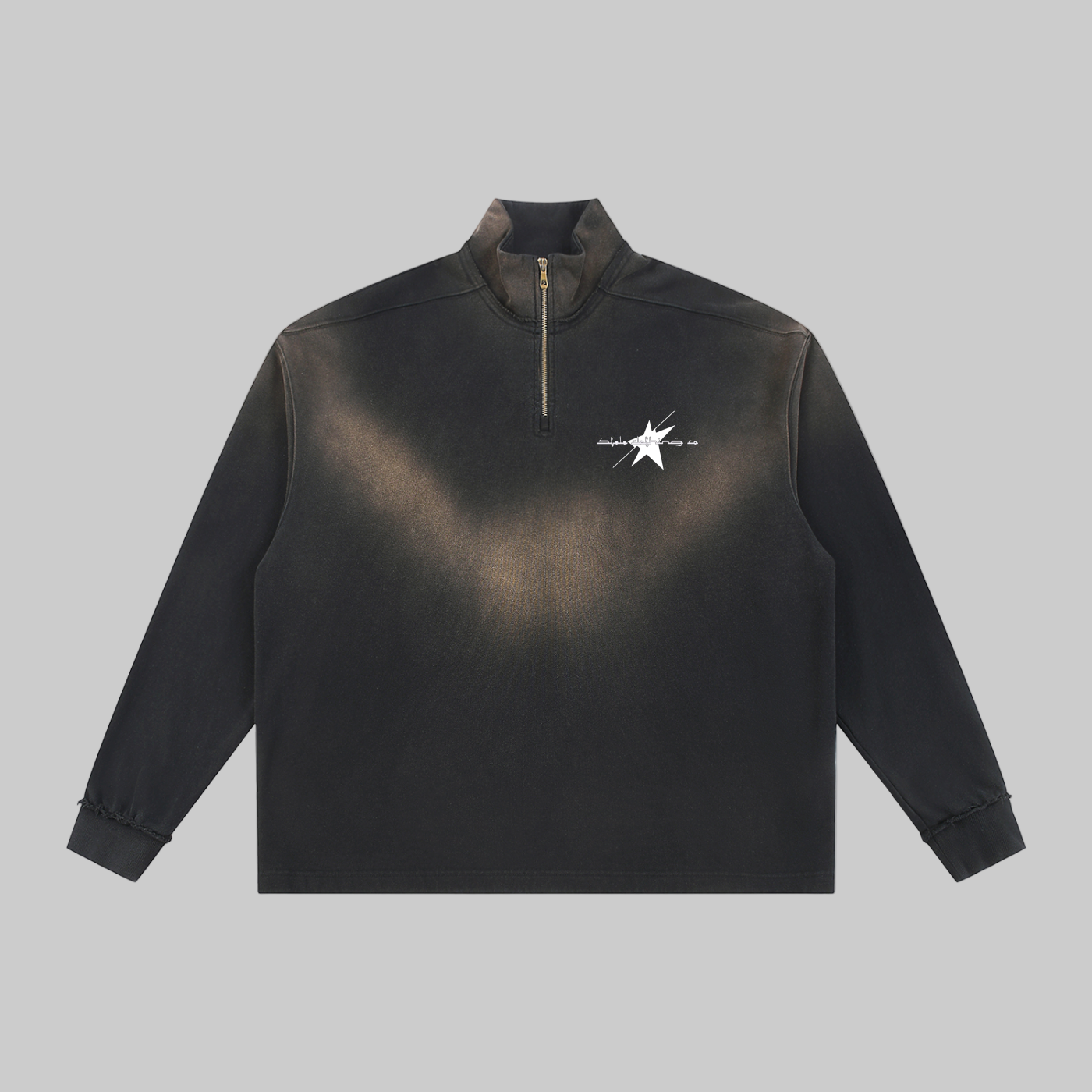 Stolo Clothing Co LOGO Sun Fade Raw Edge Quarter-Zip Sweatshirt