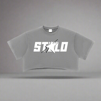 Stolo Clothing Co STARCHILD Snow Washed Raw Edge Crop Top Tee