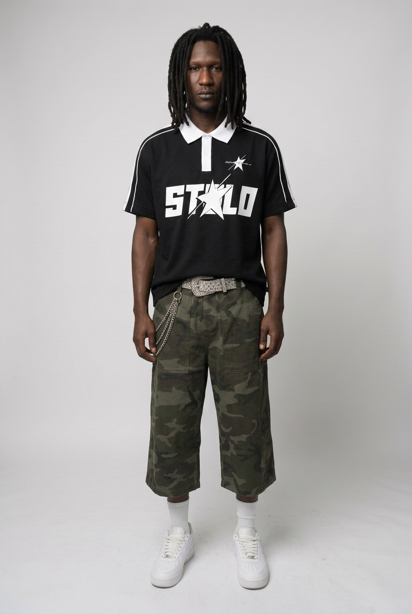 Contrast-collar polo front