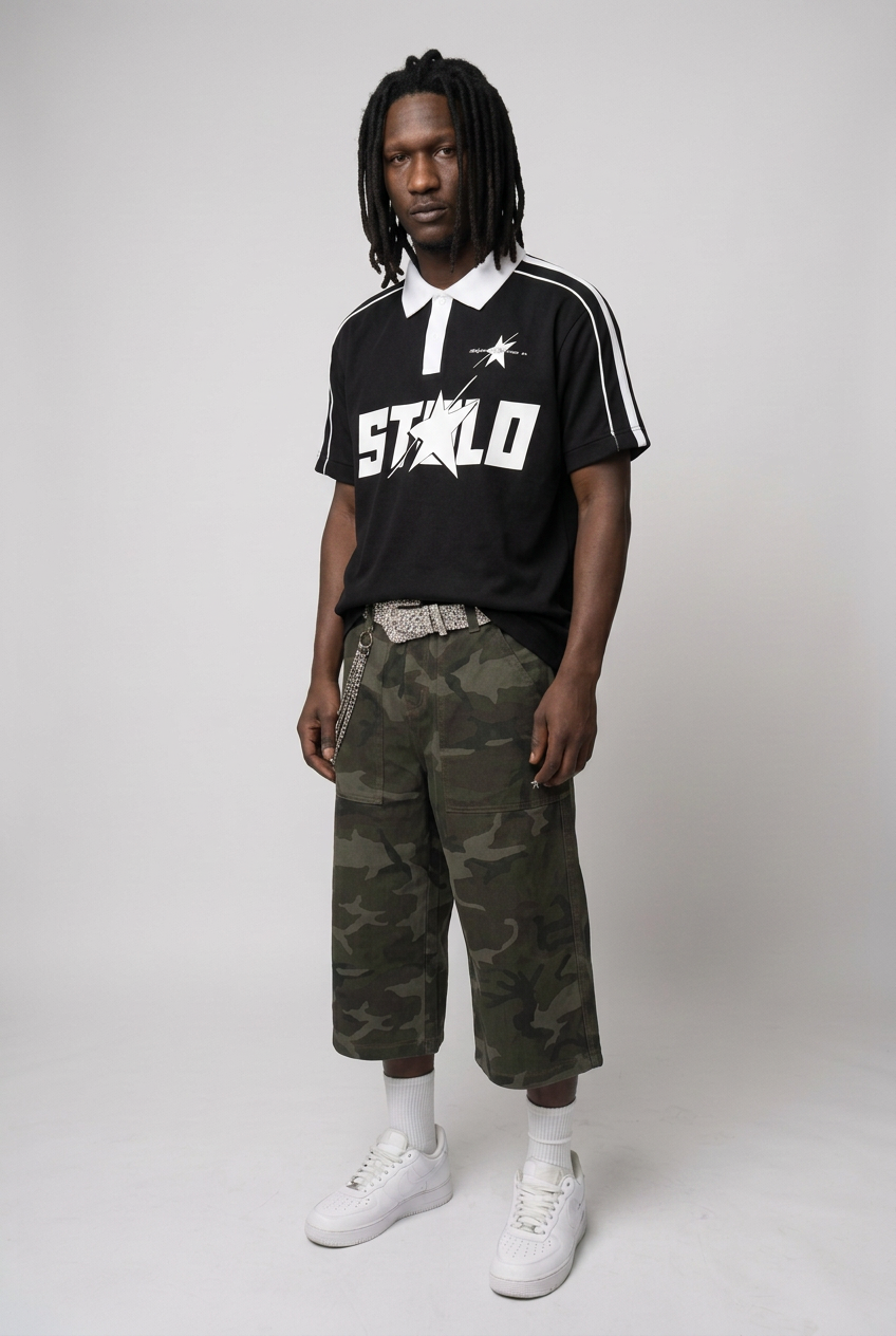 Contrast-collar polo three-quarter