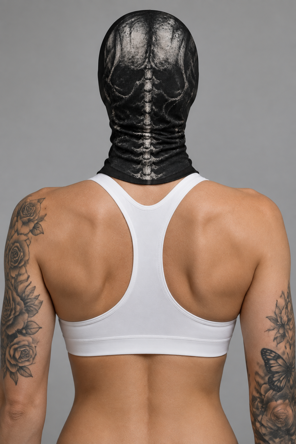 Corrected black skull mask rear view