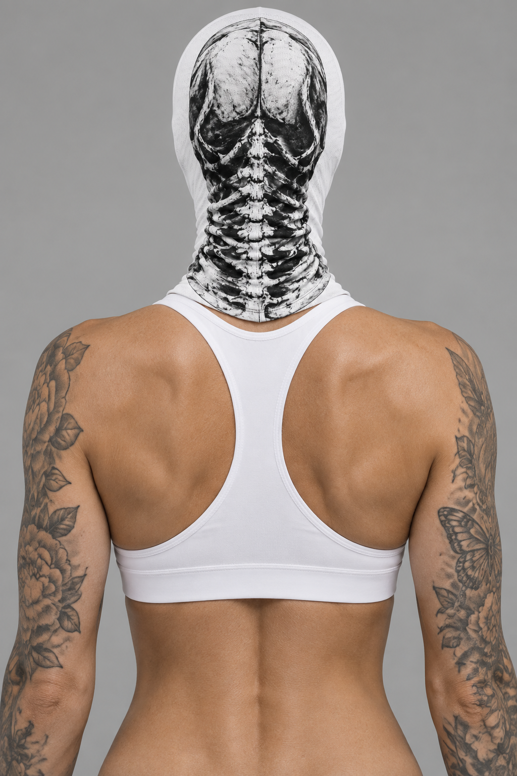 Corrected white skull mask rear view