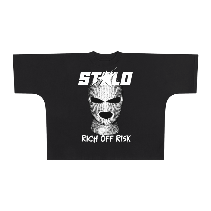 Stolo Clothing Co RICH OFF RISK Oversize Boxy Crop Tee