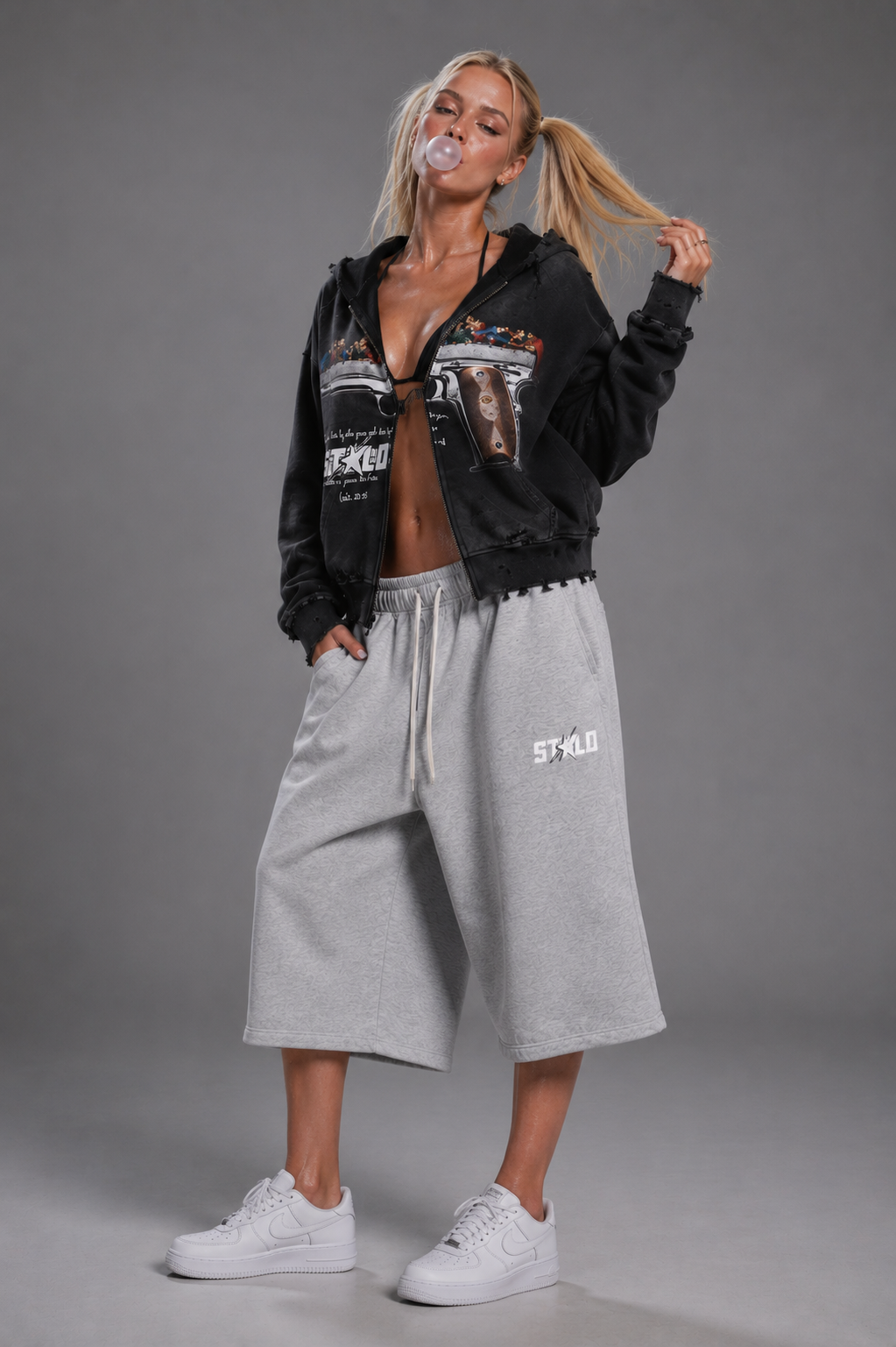 Stolo Clothing Co LUKE 22:36 Hand-Frayed Sun-Faded Double Zip-Up Hoodie (420 GSM)