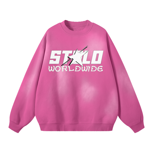 Stolo Clothing Co Starchild x World Wide Monkey Washed Fleece Pullover [ PINK ]