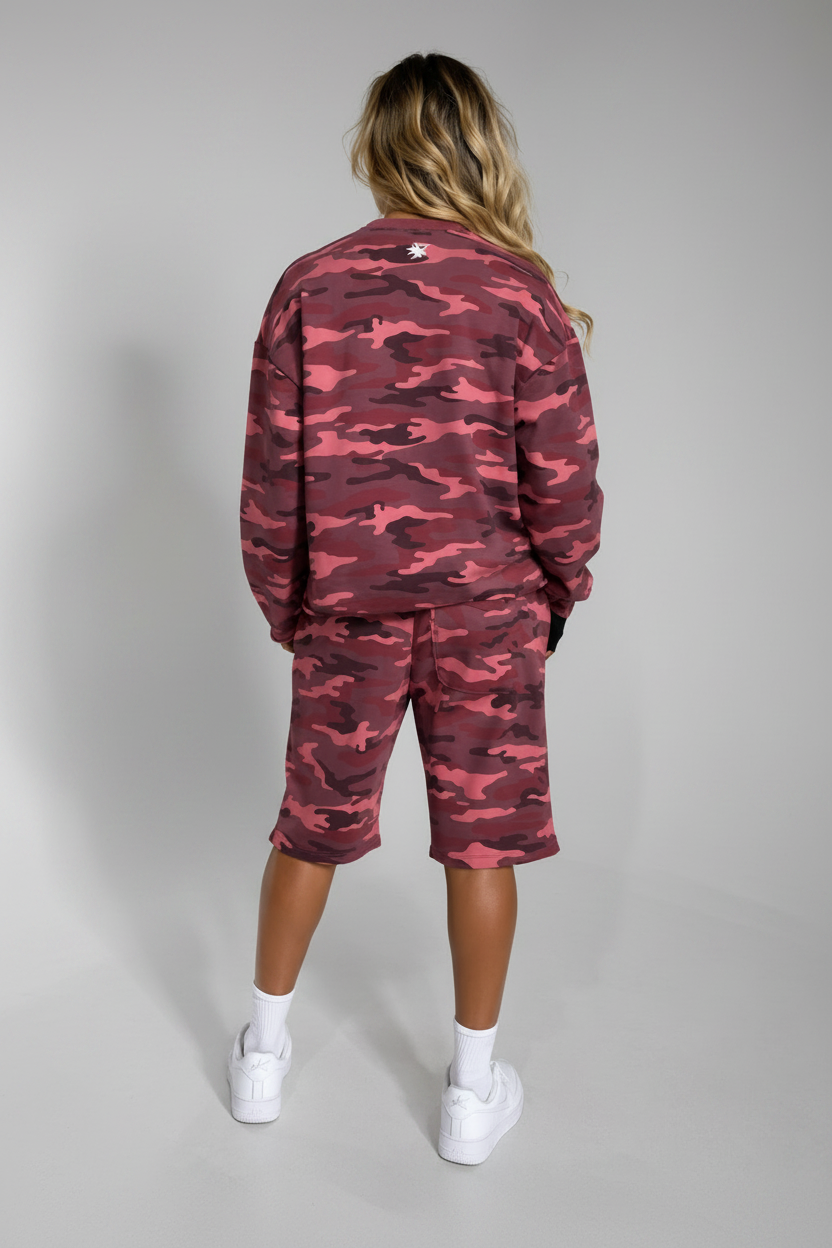 Stolo Clothing Co Starchild ROSE CAMO Cropped Heavyweight Crewneck Sweatshirt (420 GSM)
