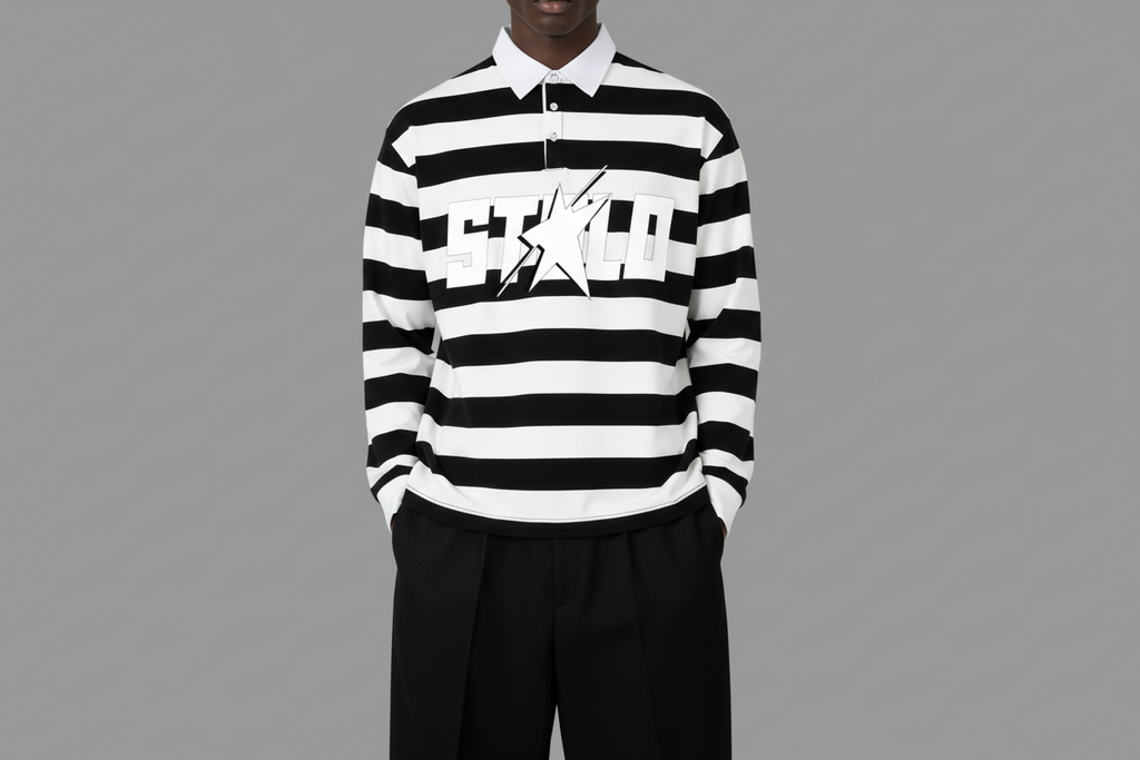 Limited Edition Stolo Clothing Co STARCHILD WHERES WALDO Striped Polo Tee