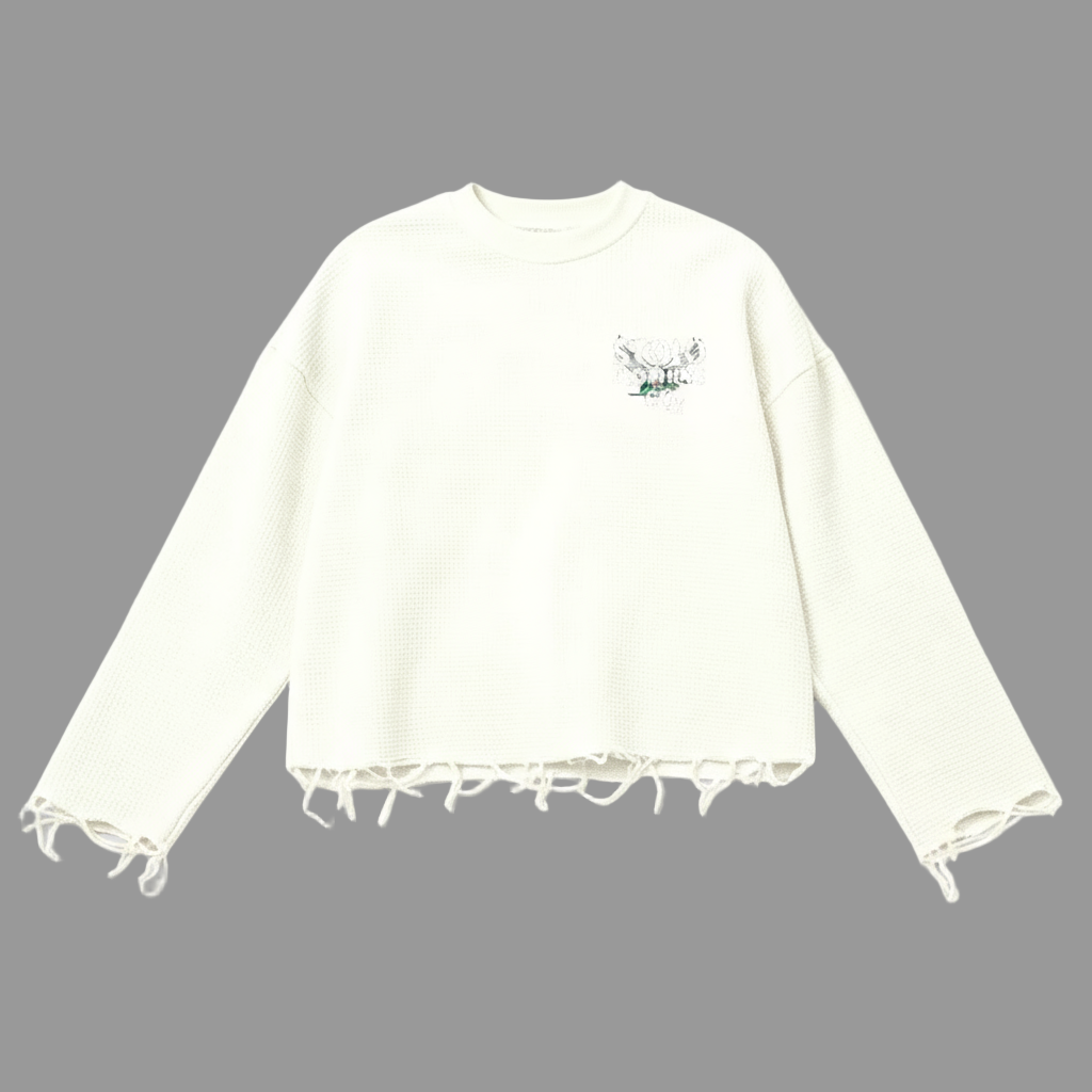 Stolo Clothing Co Birdies Waffle Cropped Long Sleeve Tee