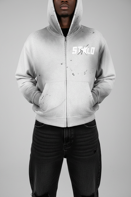 Stolo Clothing Co STARCHILD Sun Faded Hand Frayed Raw Edge Fleece Zip Hoodie