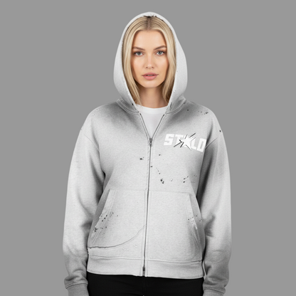 Stolo Clothing Co STARCHILD Sun Faded Hand Frayed Raw Edge Fleece Zip Hoodie