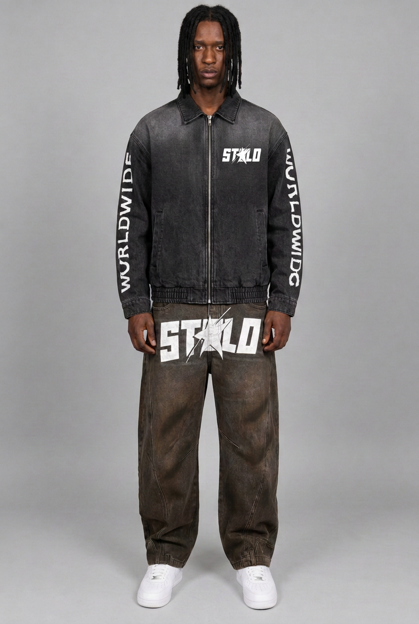 Dreadlocked model with corrected small chest logo