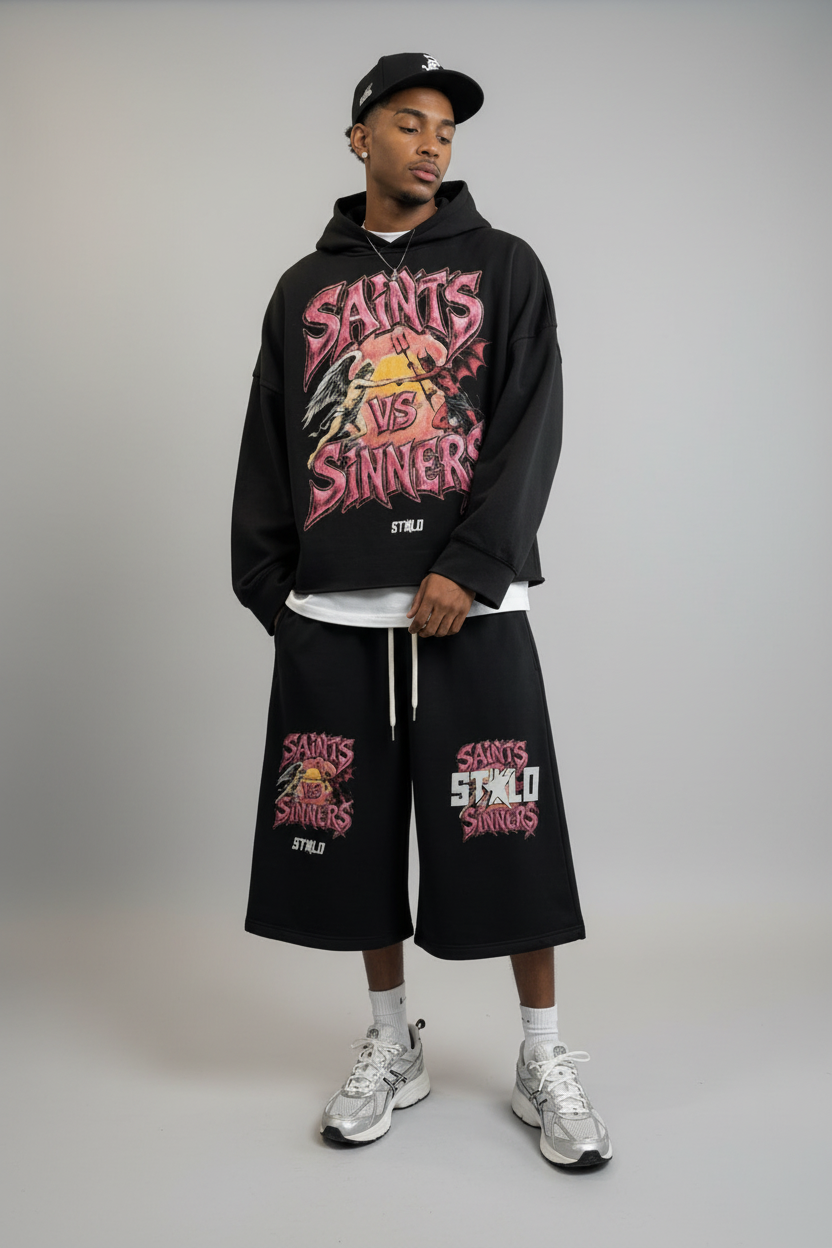 Stolo Clothing Co SAINTS VS SINNERS Oversized Boxy Hoodie (460GSM)