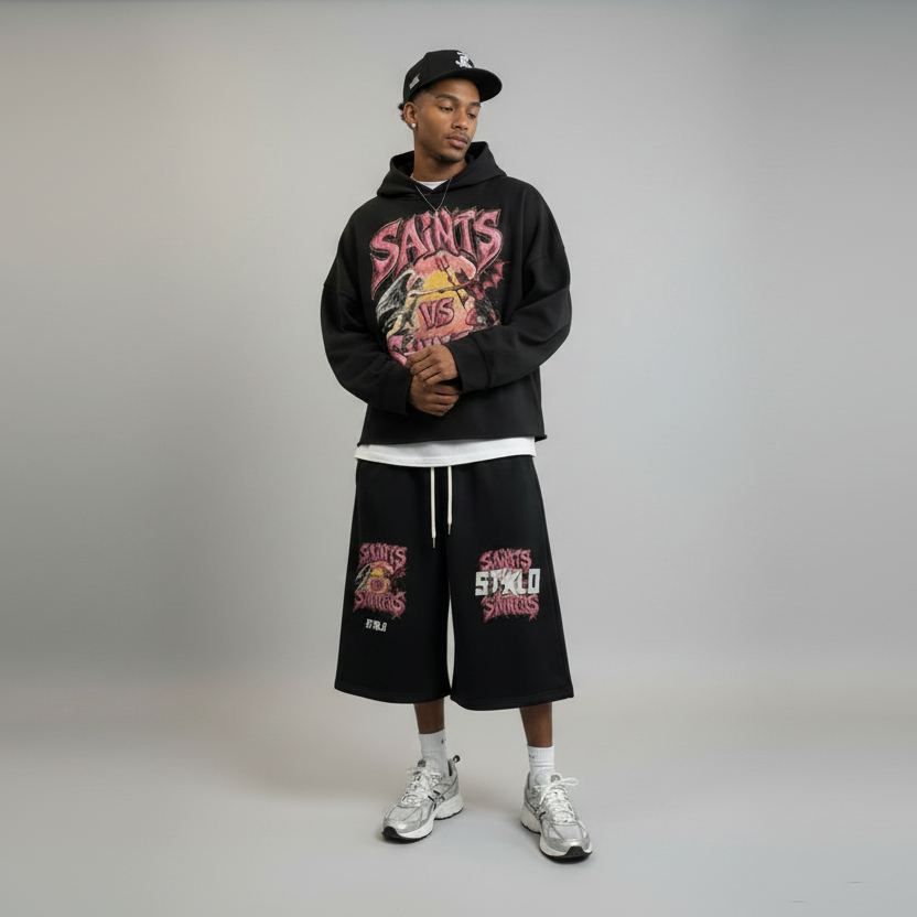 Stolo Clothing Co SAINTS VS SINNERS Oversized Boxy Hoodie (460GSM)
