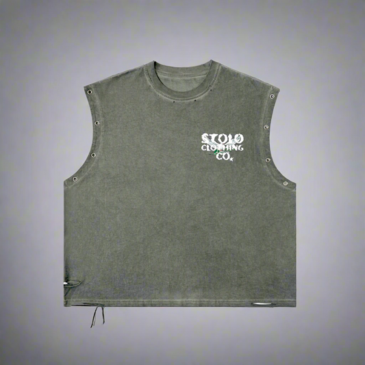 Stolo Clothing Co Birdies Distressed Grommet Eyelet Tank Top Tee