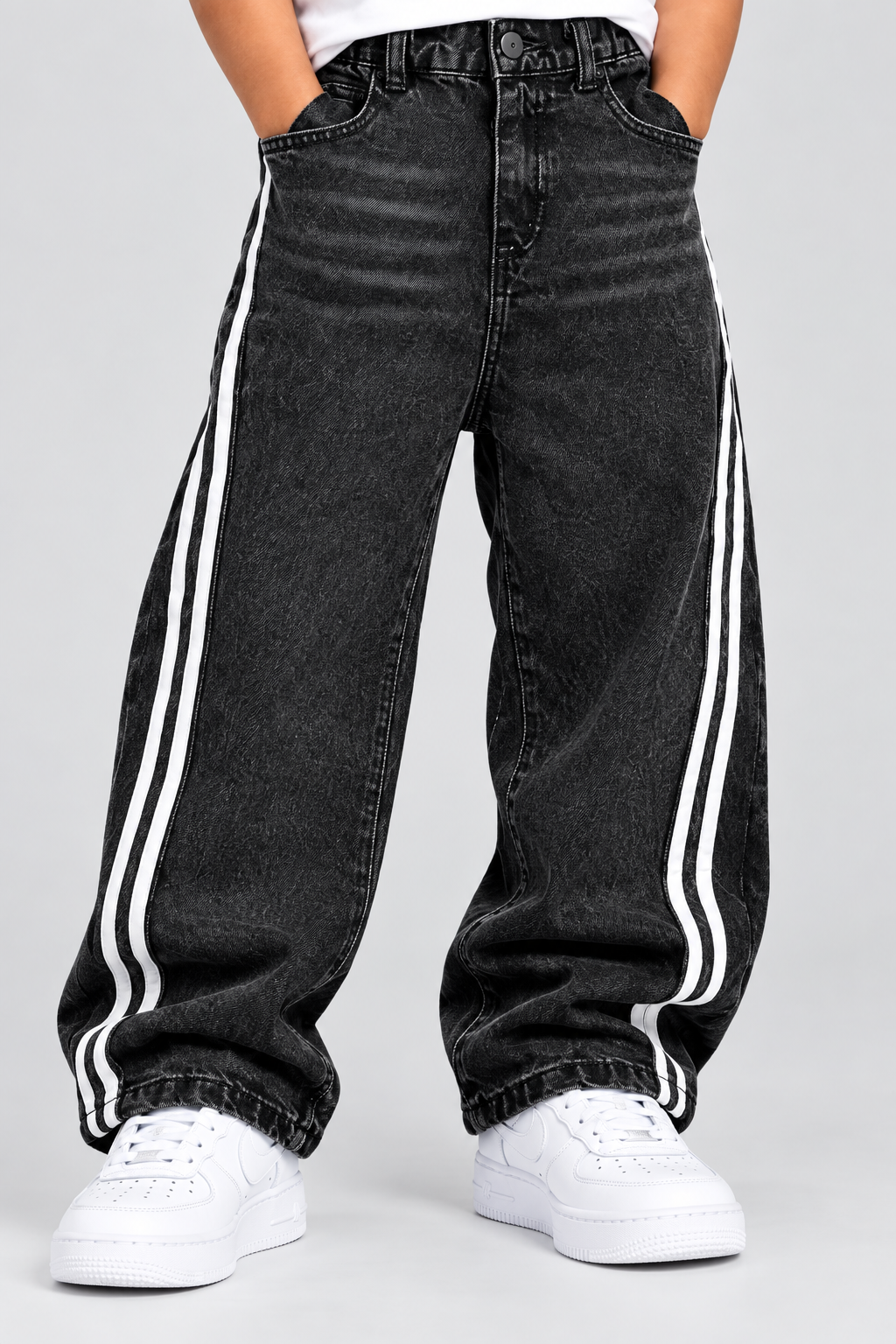 Stolo Kid’s 305 Vintage Washed Elastic Waist Side Stripe Jeans