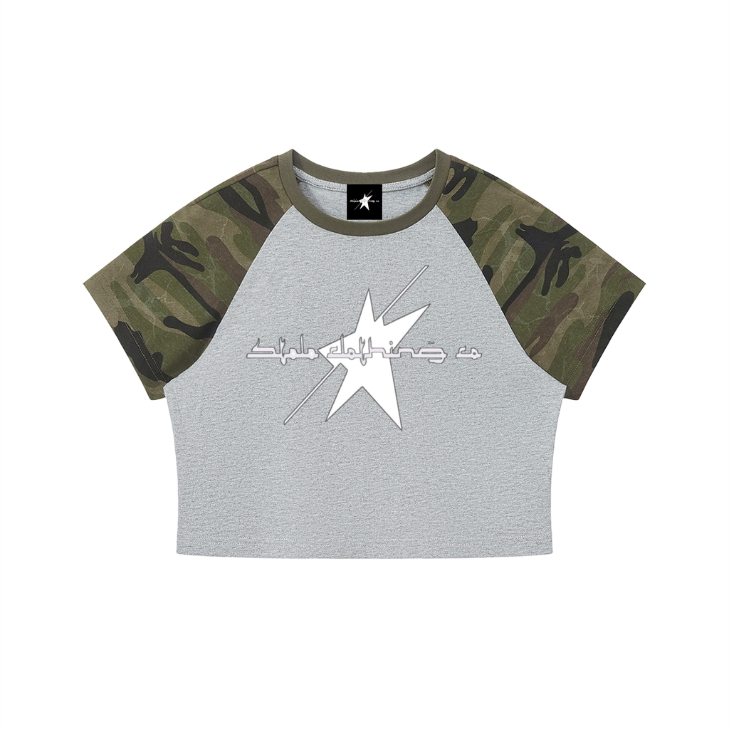 Stolo Clothing Co Logo Cropped Half Camo Crop Tee for Women