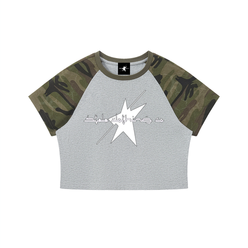 Stolo Clothing Co Logo Cropped Half Camo Crop Tee for Women