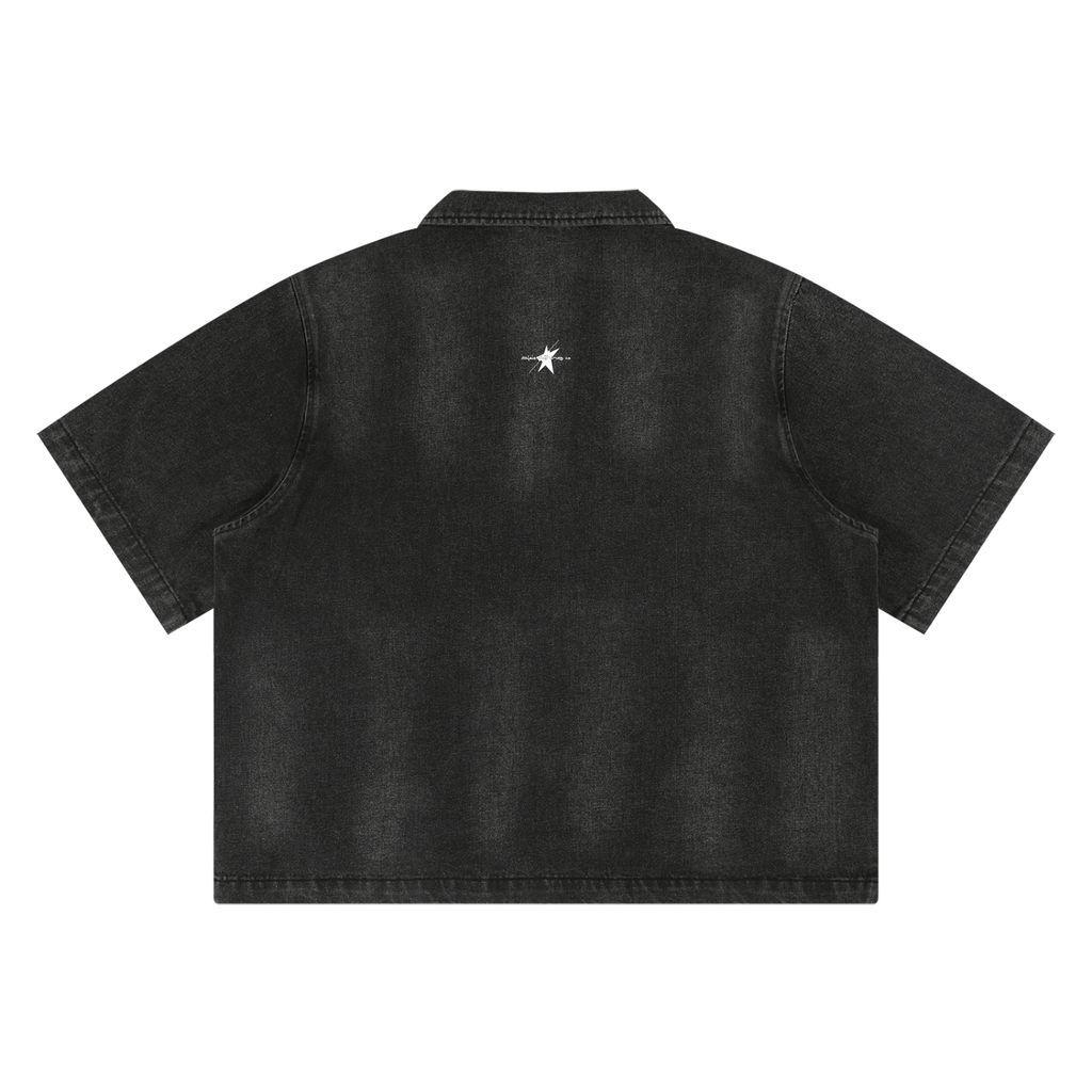 Stolo Clothing Co STARCHILD REBORN  Sun Faded Vintage Washed Full-Zip Denim Tee Shirt