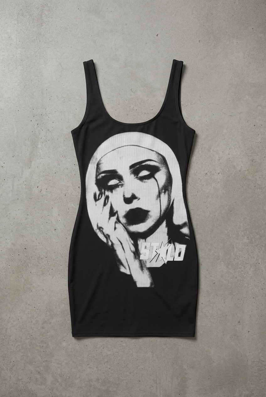 Evil Nun dress front flat lay