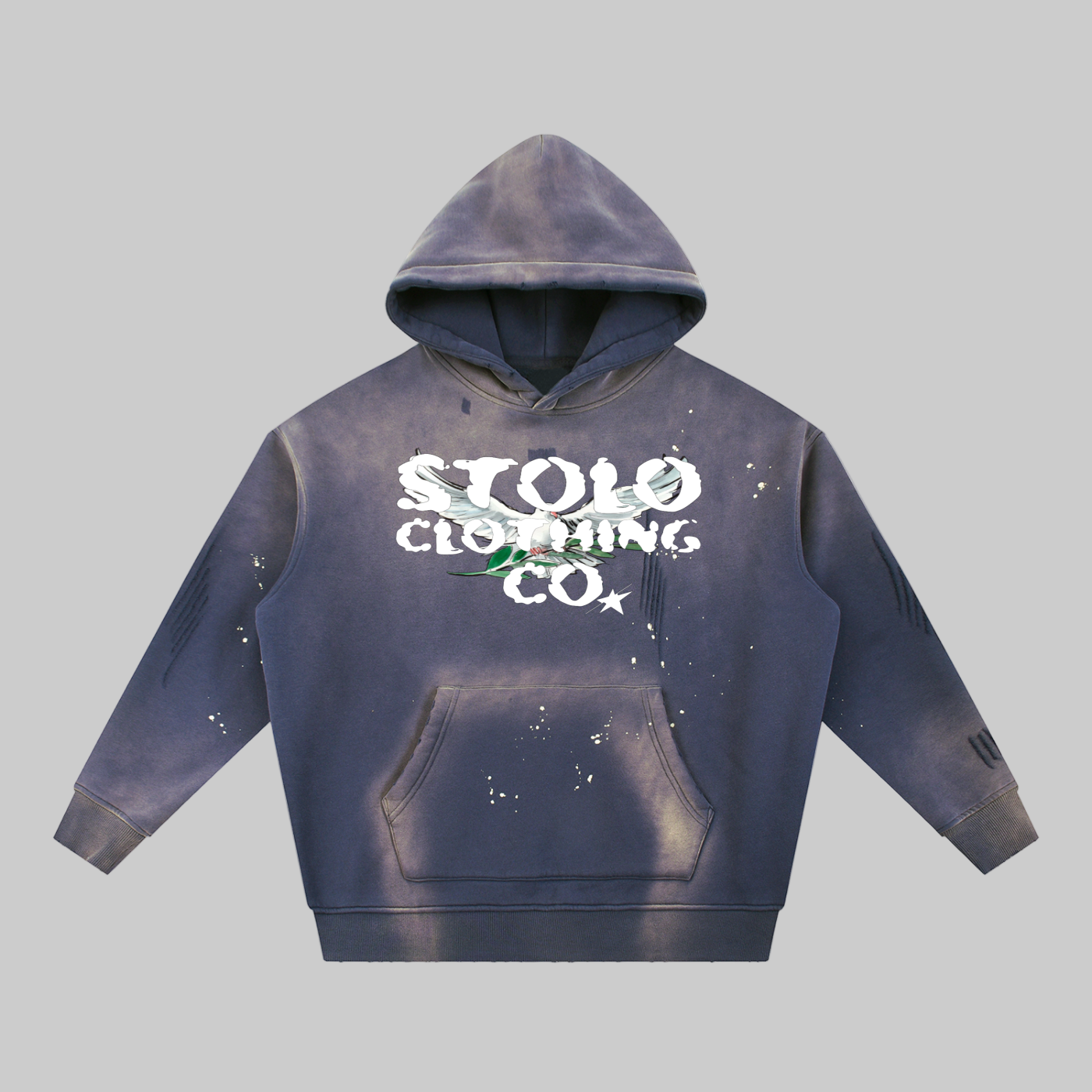 Limited Edition Stolo Clothing Co Birdies Vintage Washed Frayed Fleece Hoodie