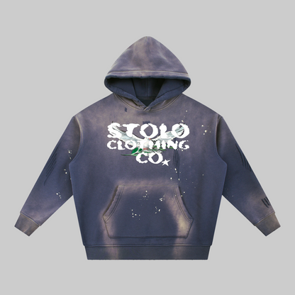 Limited Edition Stolo Clothing Co Birdies Vintage Washed Frayed Fleece Hoodie