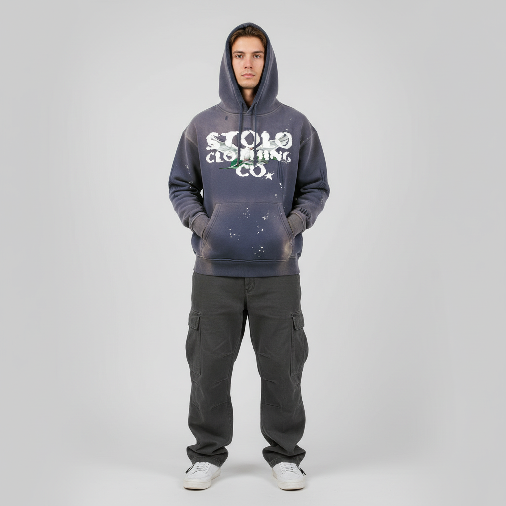 Limited Edition Stolo Clothing Co Birdies Vintage Washed Frayed Fleece Hoodie
