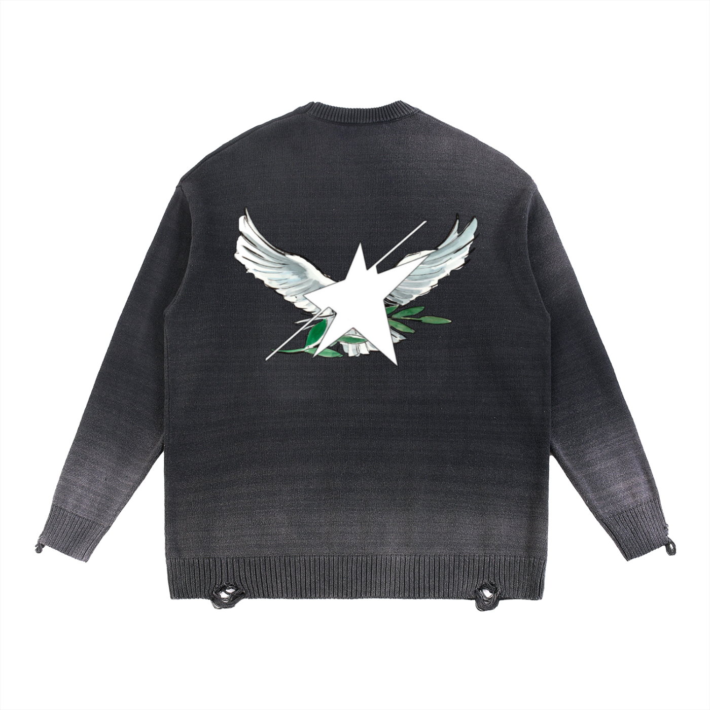 Stolo Clothing Co Birdies Sun Faded Distressed Ripped Crewneck Sweater