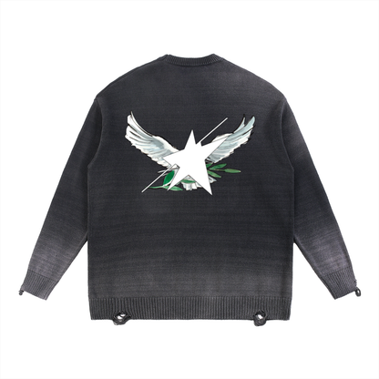 Stolo Clothing Co Birdies Sun Faded Distressed Ripped Crewneck Sweater