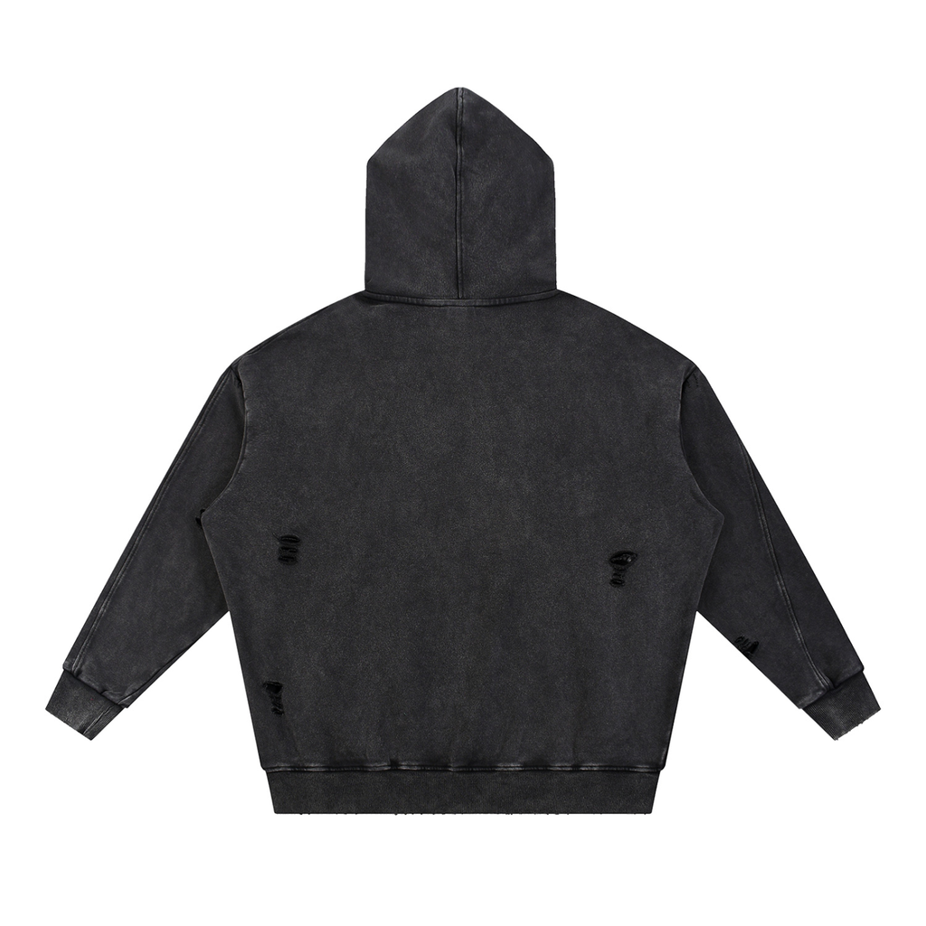 Stolo Clothing Co LOGO Distressed Snow Washed Panel Pocket Hoodie