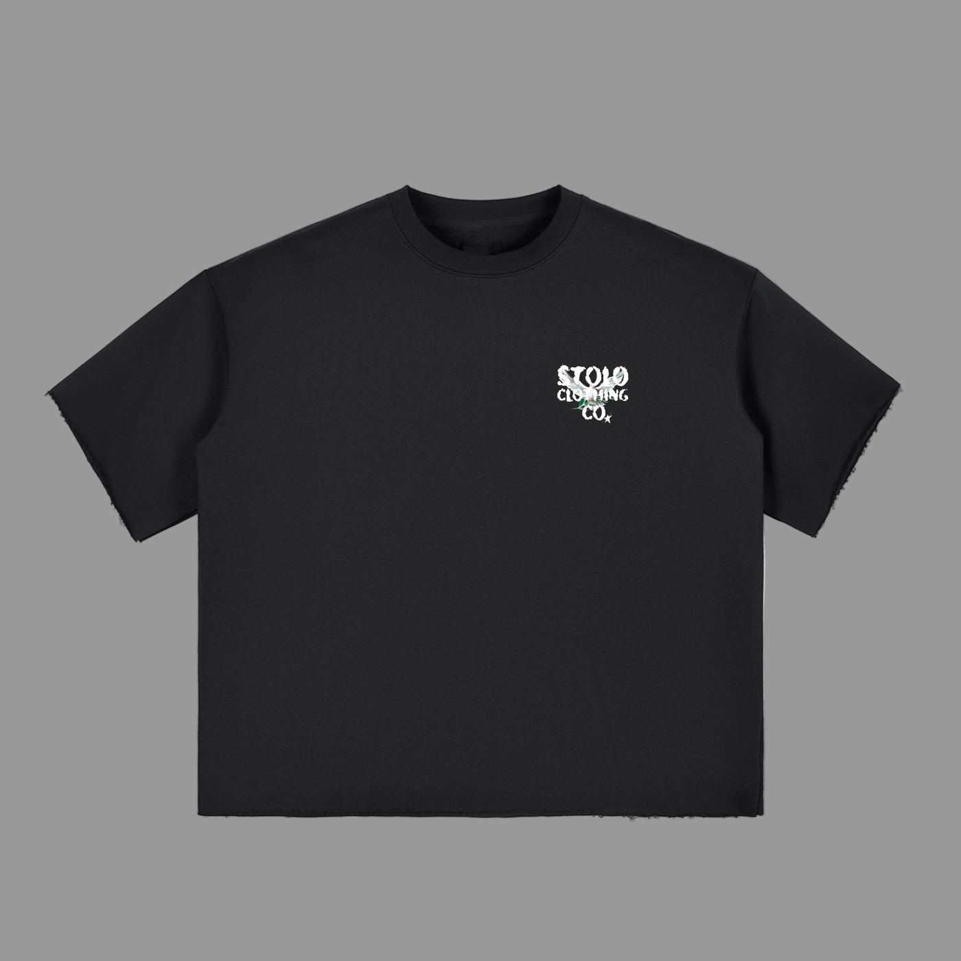 Stolo Clothing Co Birdies Minimalistic Boxy Frayed-Sleeve Raw-Edge Tee