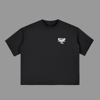 Stolo Clothing Co Birdies Minimalistic Boxy Frayed-Sleeve Raw-Edge Tee