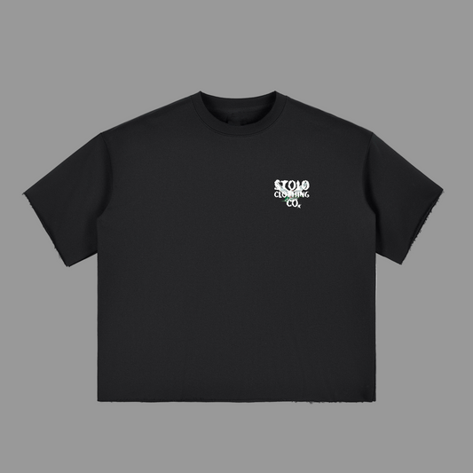 Stolo Clothing Co Birdies Minimalistic Boxy Frayed-Sleeve Raw-Edge Tee