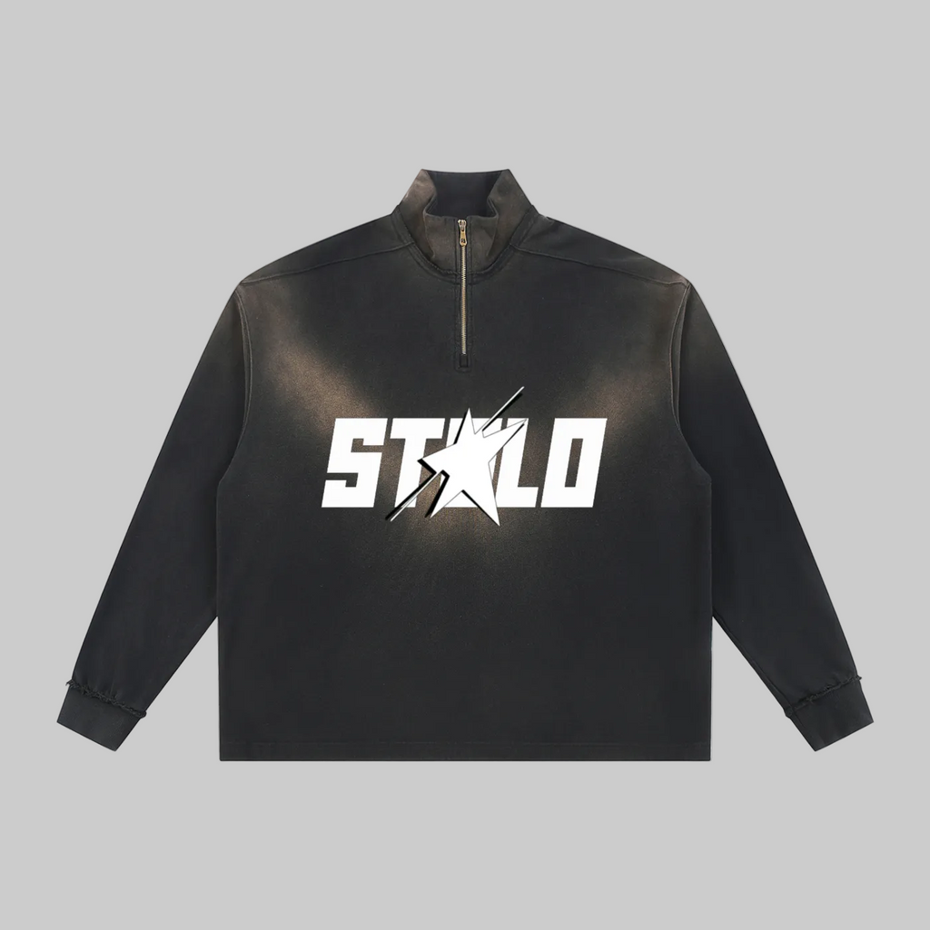 Stolo Clothing Co STARCHILD Sun Faded Raw Edge Quarter-Zip Sweatshirt