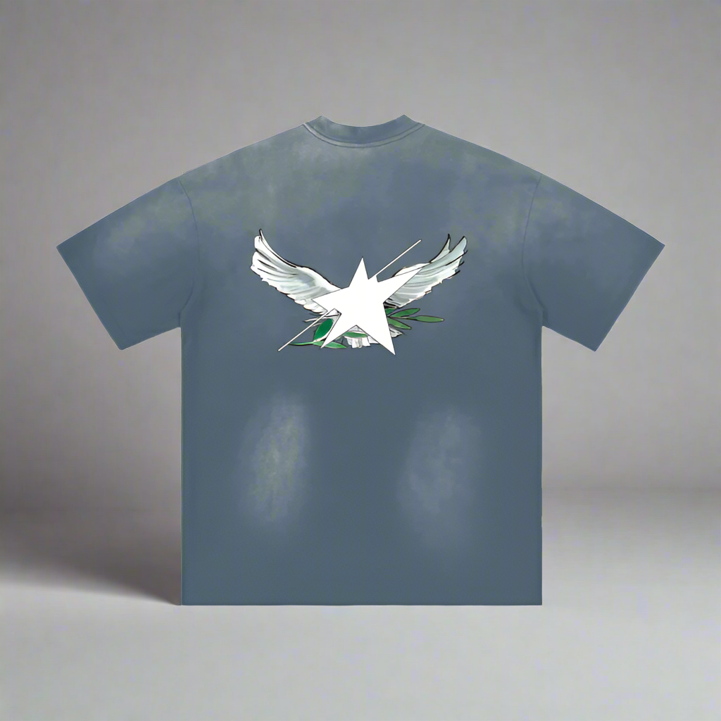 Stolo Clothing Co Birdies Minimalistic Hand-Frayed Sunfaded Tee [ BLACK , PINK & BLUE ]
