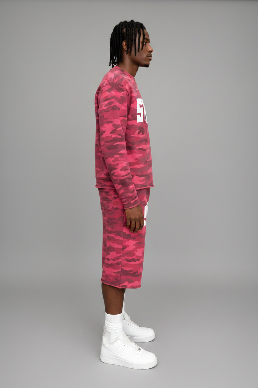 Stolo Clothing Co Starchild ROSE CAMO Cropped Heavyweight Crewneck Sweatshirt (420 GSM)