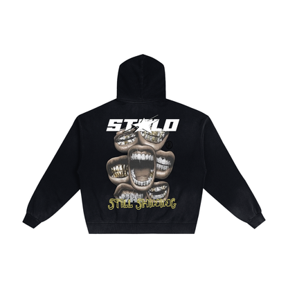 Limited Edition Stolo Clothing Co Still Shining Hand-Frayed Sun Faded Zip Up Hoodie