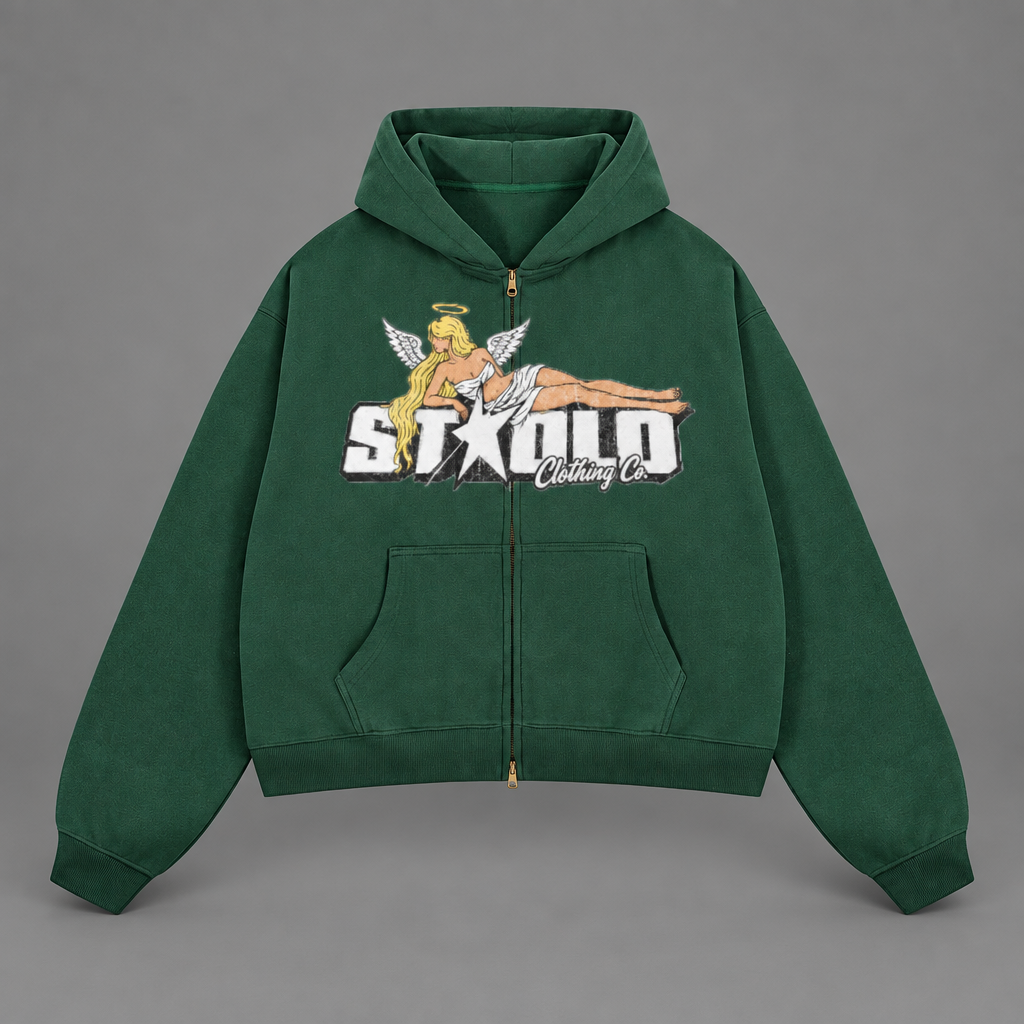 Fourth hoodie on a grey studio background