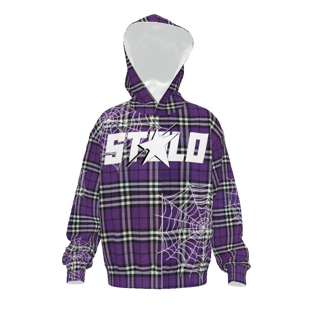 Stolo Clothing Co WEB LIFE Purple Flannel Unisex Drop Shoulder Oversized Hoodie