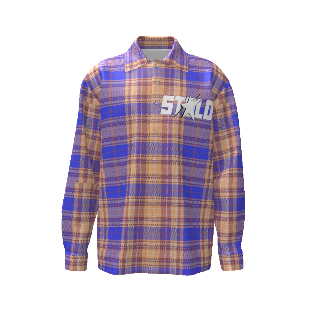 Stolo Clothing Co STARCHILD Blue & Orange Flannel Long Sleeve Shirt