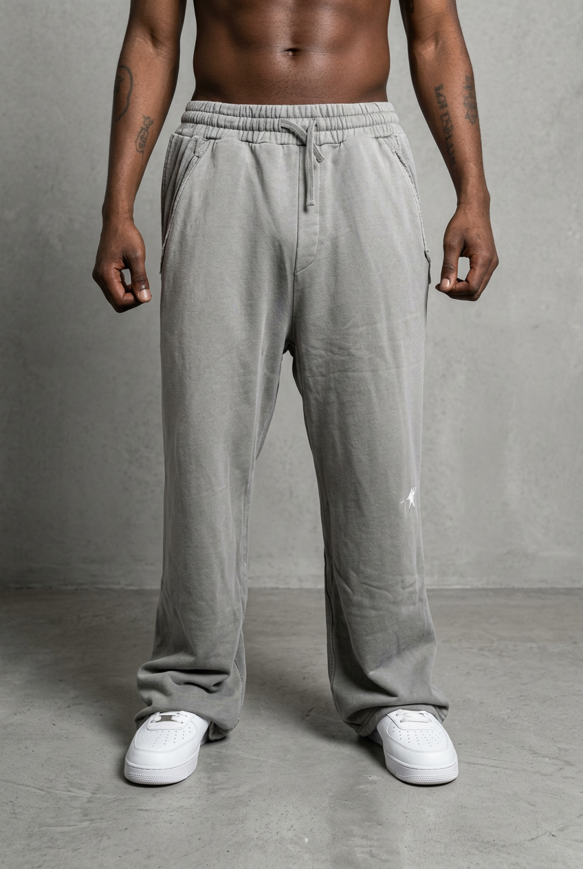 Grey pants front detail