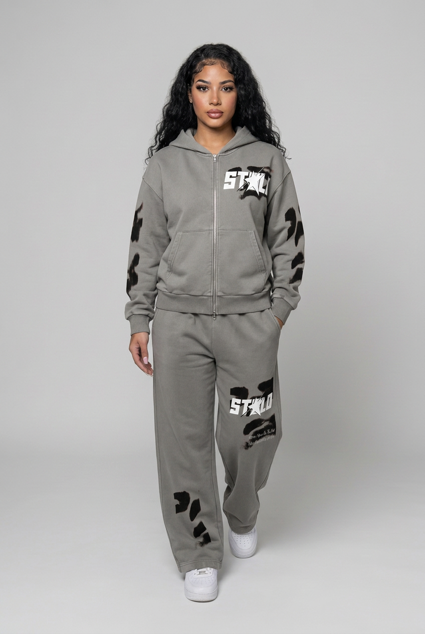 Grey set solo front photoshoot