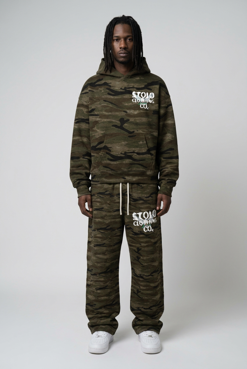 Heavyweight 400 GSM camo set full-body front