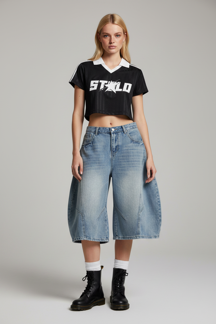 Stolo Clothing Co STARCHILD Striped Cropped Jersey Polo Tee