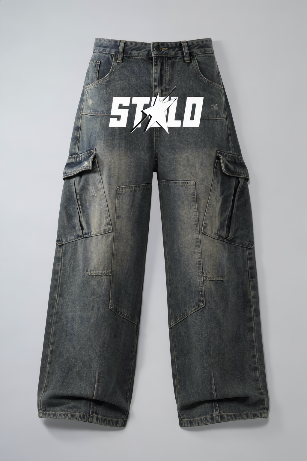 Stolo Clothing Co STARCHILD  Vintage Washed Unisex Baggy Cargo Jeans