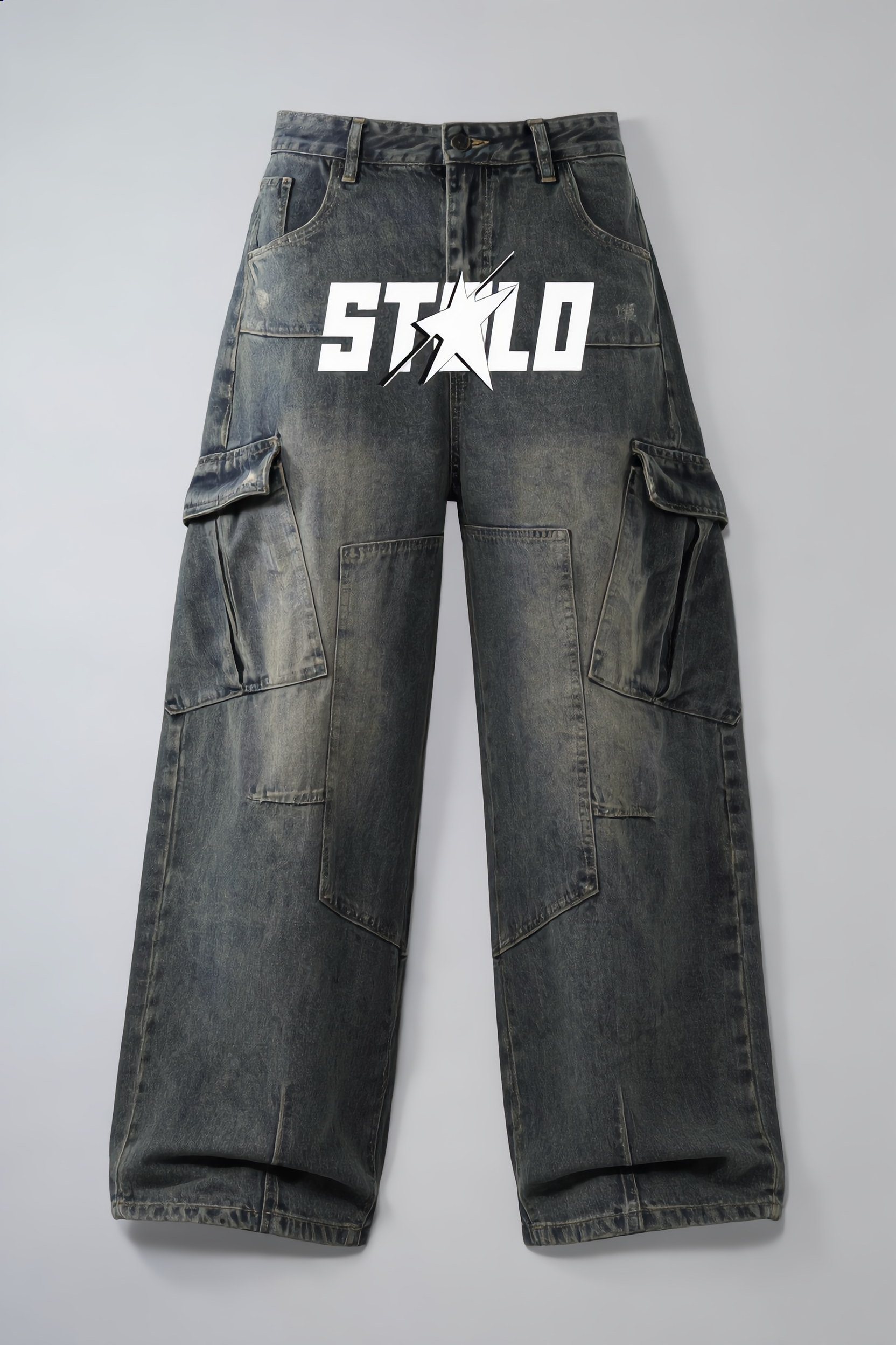 Stolo Clothing Co STARCHILD  Vintage Washed Unisex Baggy Cargo Jeans