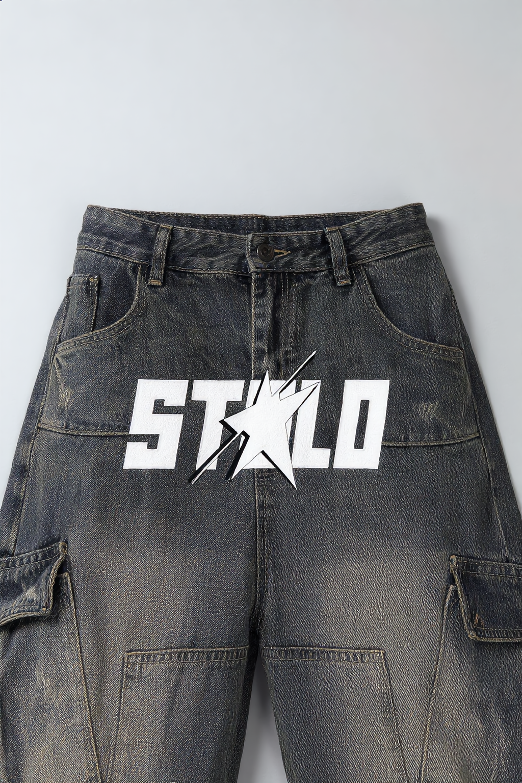 Stolo Clothing Co STARCHILD  Vintage Washed Unisex Baggy Cargo Jeans