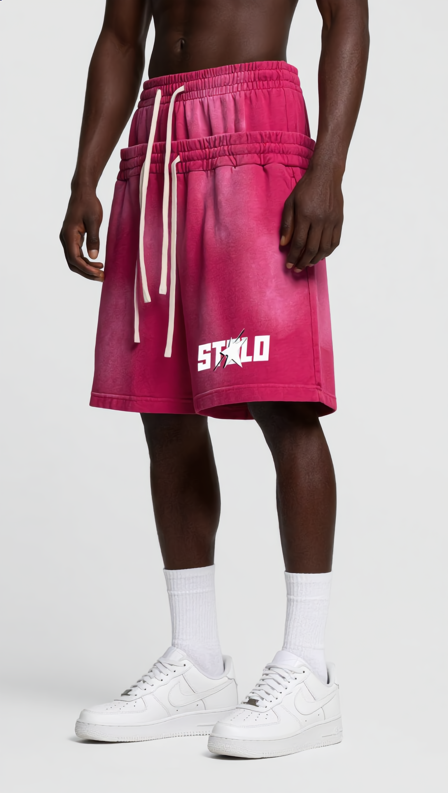Stolo Clothing Co STARCHILD Sun Faded Cotton Slub Double Waistband Shorts (320GSM)