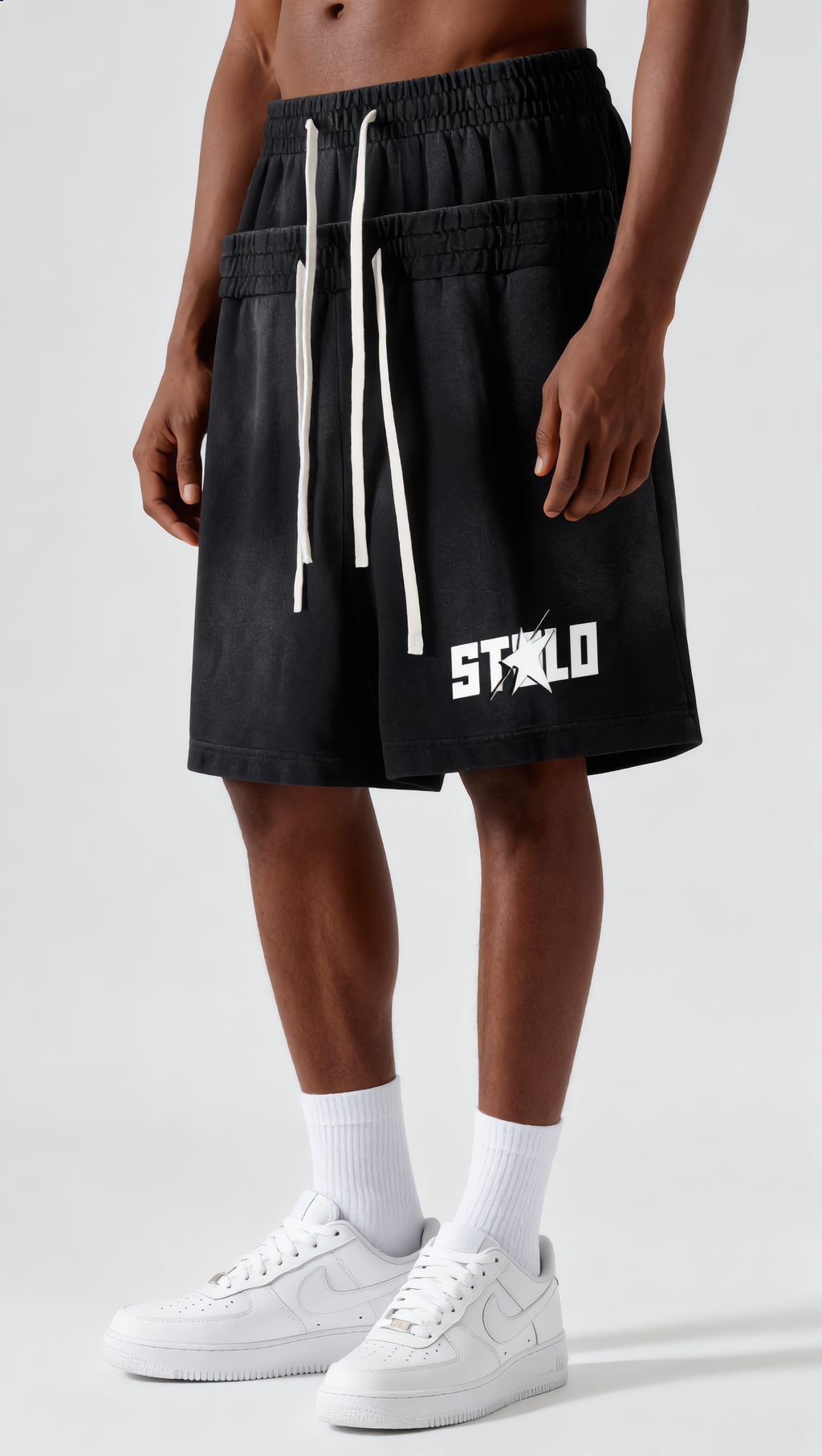 Stolo Clothing Co STARCHILD Sun Faded Cotton Slub Double Waistband Shorts (320GSM)