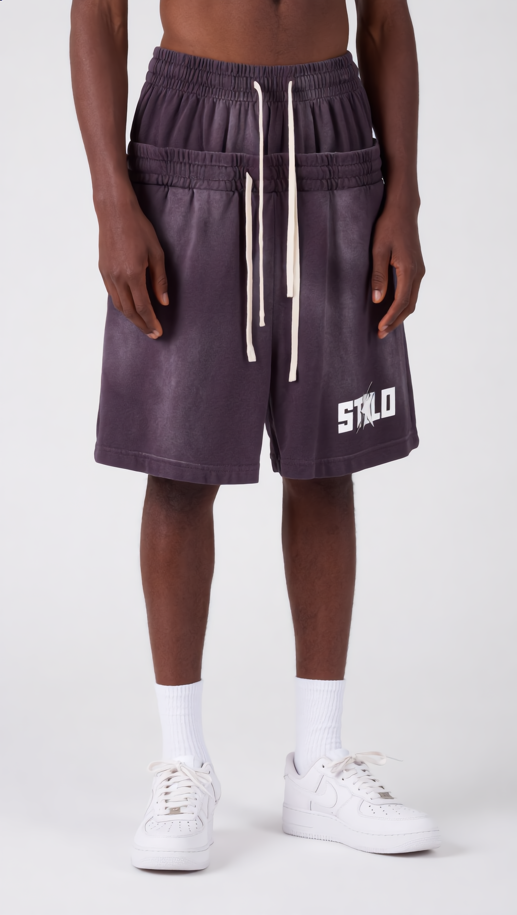 Stolo Clothing Co STARCHILD Sun Faded Cotton Slub Double Waistband Shorts (320GSM)