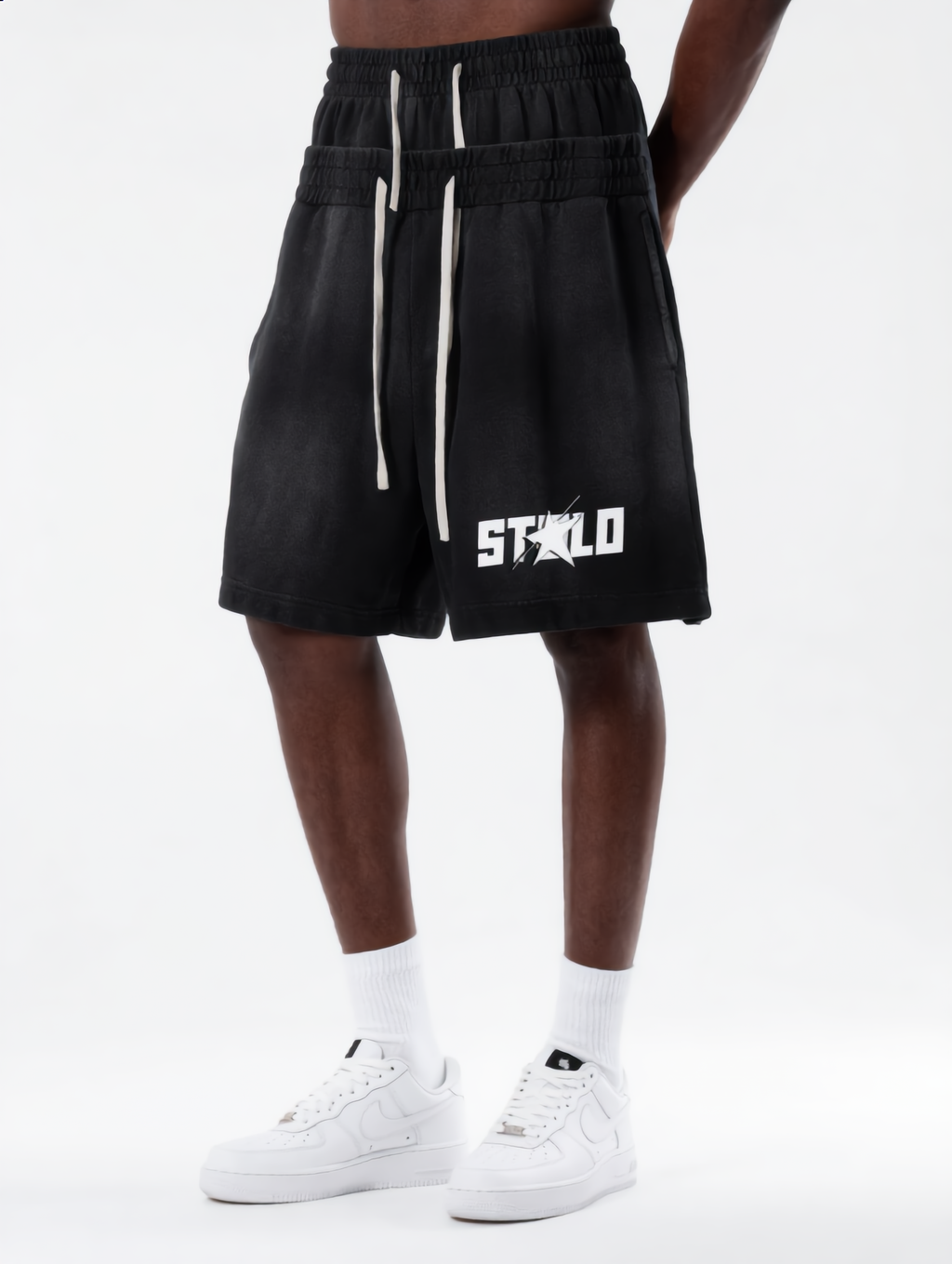 Stolo Clothing Co STARCHILD Sun Faded Cotton Slub Double Waistband Shorts (320GSM)